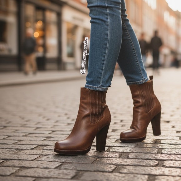 $379 Frye Donna Chelsea Dark Brown Leather Stretchy Gore Sexy Ankle Bootie Heels